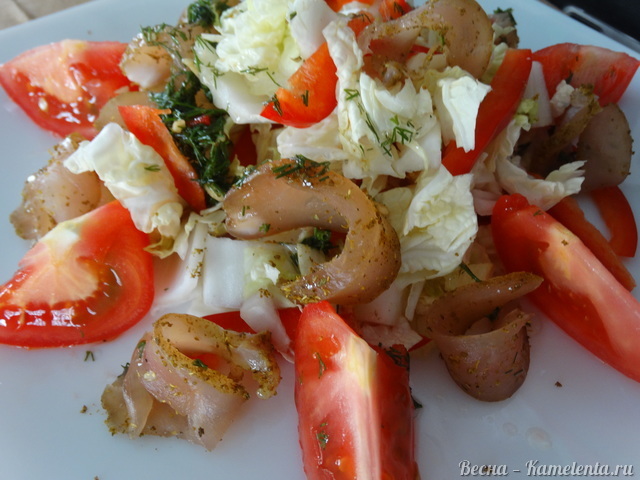 Рецепт салата овощного с вяленой куриной грудкой