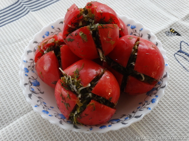 Рецепт малосольных помидоров с зеленью