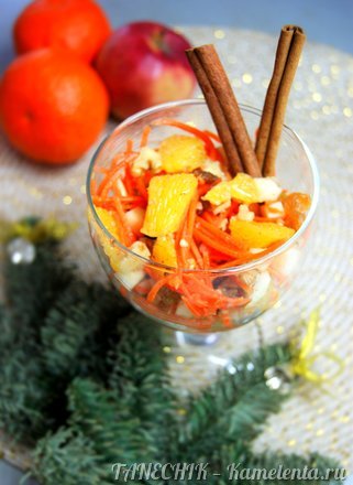 Приготовление рецепта Салат-десерт из апельсина, яблока и моркови шаг 6