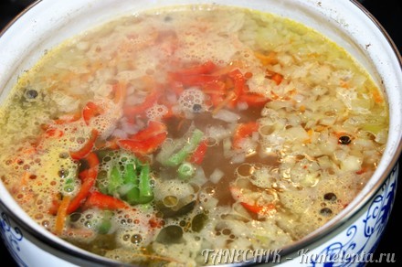 Приготовление рецепта Суп с пшеном и зеленой фасолью шаг 5