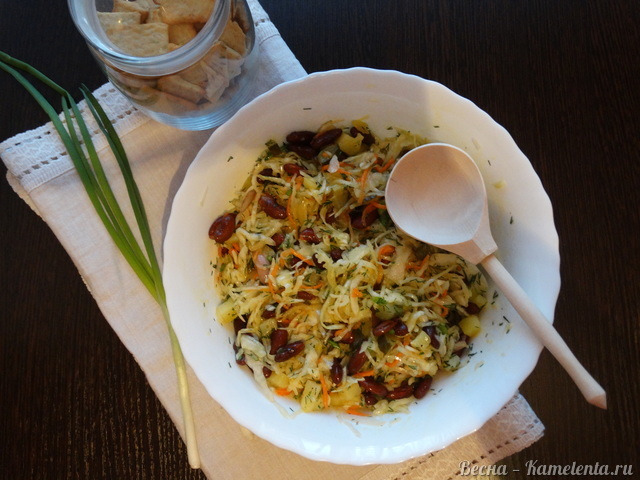 Рецепт салата из квашенной капусты с фасолью