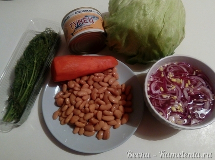 Приготовление рецепта Салат с тунцом и белой фасолью шаг 1