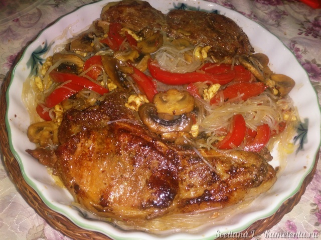 Рецепт рисовой лапши с овощами и мясом