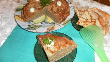 Блинчато-печеночный торт
