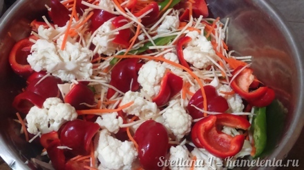 Приготовление рецепта Баклажаны маринованные с цветной капустой и гогошарами шаг 5