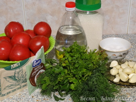Приготовление рецепта Малосольные помидоры с зеленью шаг 1