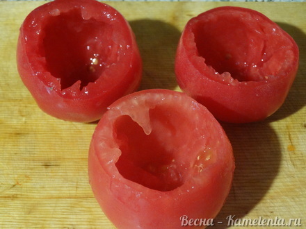 Приготовление рецепта Фаршированные помидоры плавленным сыром шаг 3