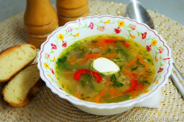 Рецепт супа с пшеном и зеленой фасолью