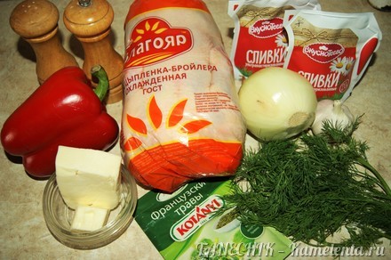 Приготовление рецепта Курица с перцем, запеченные в сливках шаг 1
