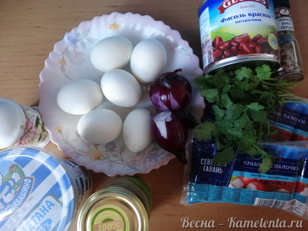 Приготовление рецепта Салат крабовый с фасолью шаг 1