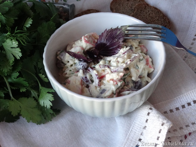 Рецепт салата крабового с фасолью