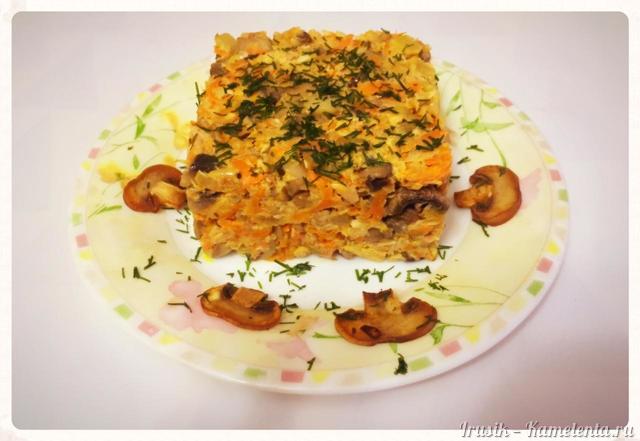 Рецепт рыбного салата с грибами
