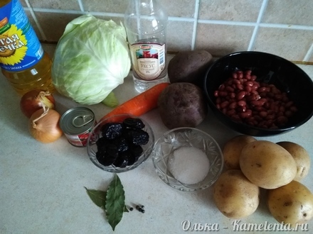 Приготовление рецепта Борщ с фасолью и черносливом  шаг 1