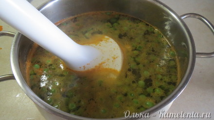 Приготовление рецепта Суп из зеленого горошка с горчичными гренками шаг 6
