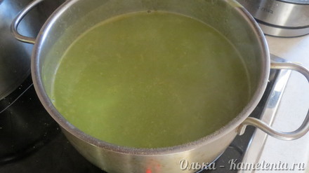 Приготовление рецепта Суп из зеленого горошка с горчичными гренками шаг 7