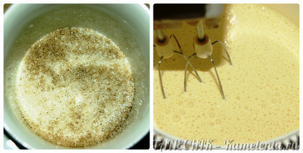 Приготовление рецепта Бисквит на горячем молоке со сметанно-йогуртовым кремом шаг 3